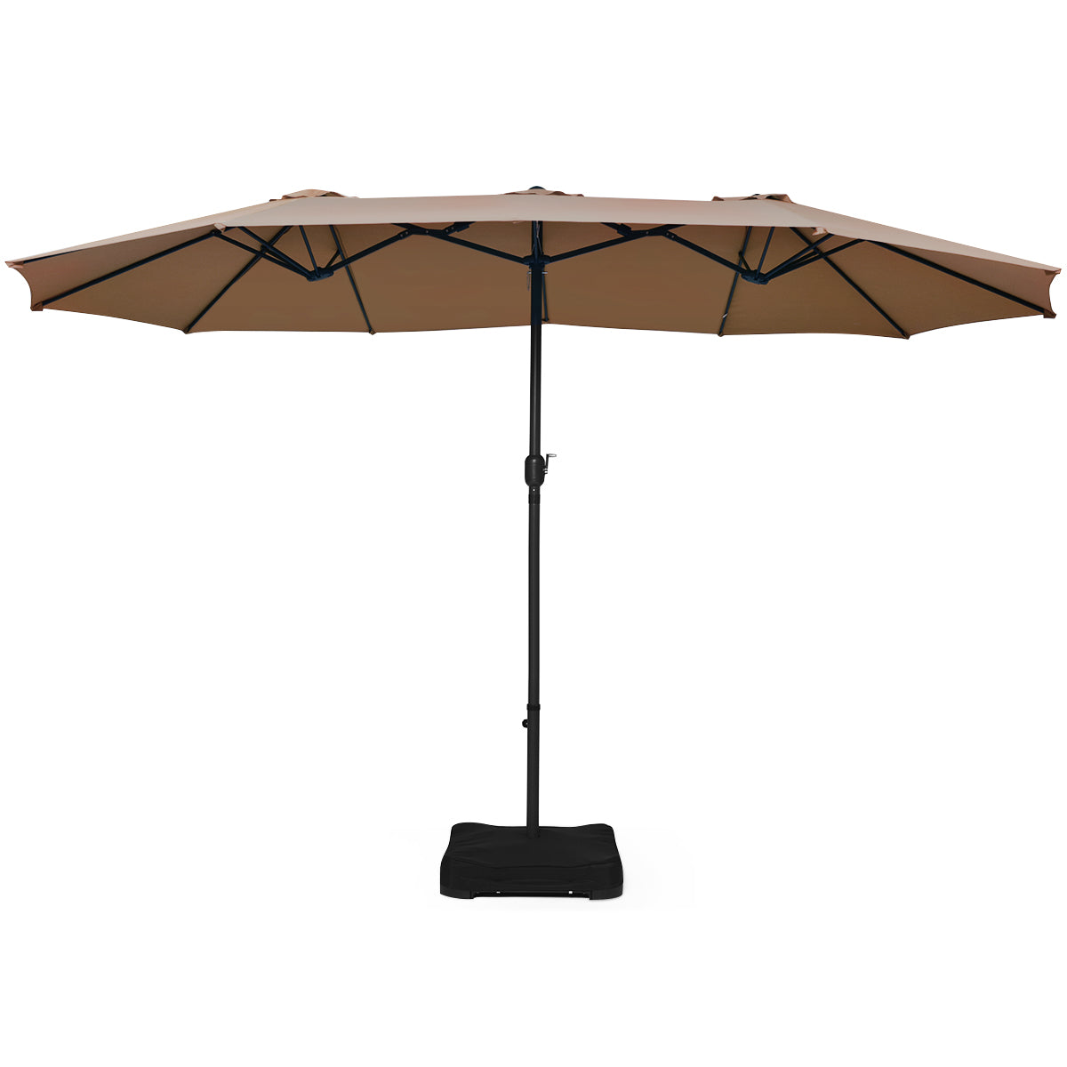 Topbuy 15Ft Outdoor Double-Sided Patio Umbrella Sunshade w/ Base Orange/Tan/Wine/Beige