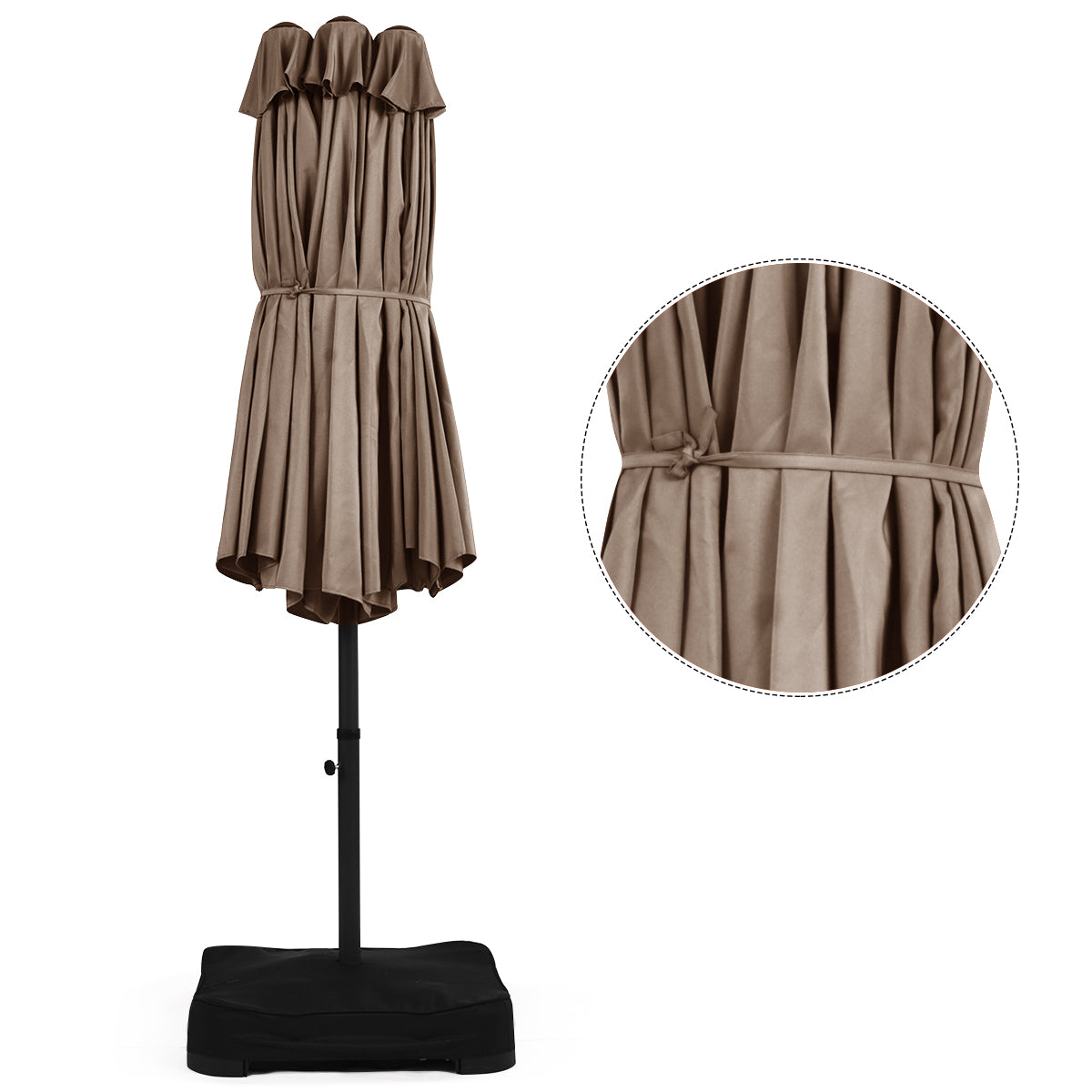 Topbuy 15Ft Outdoor Double-Sided Patio Umbrella Sunshade w/ Base Orange/Tan/Wine/Beige
