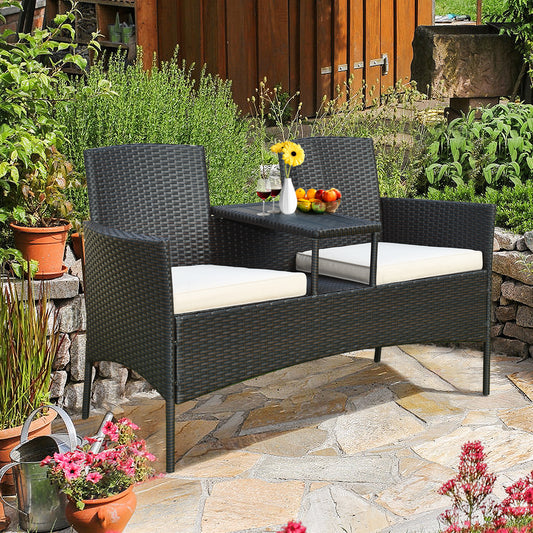 Patiojoy Outdoor Rattan Furniture Wicker Conversation Chair