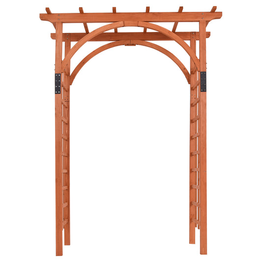Topbuy 84.5'' Outdoor Wood Arbor Natural Finish Arch Trellis Pergola Lattice
