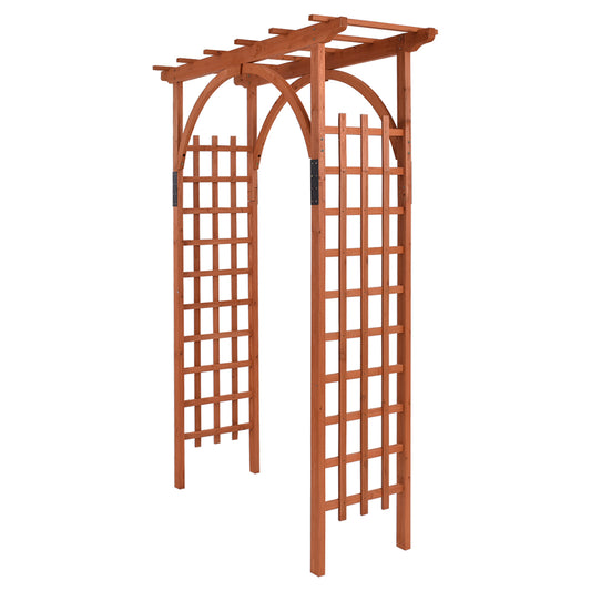 Topbuy 84.5'' Outdoor Wood Arbor Natural Finish Arch Trellis Pergola Lattice