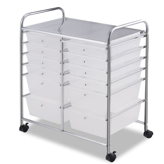 Topbuy 12-Drawers Rolling Storage Cart with Organizer Top