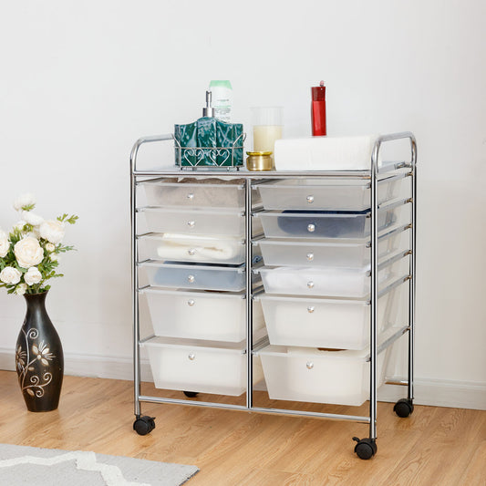 Topbuy 12-Drawers Rolling Storage Cart with Organizer Top