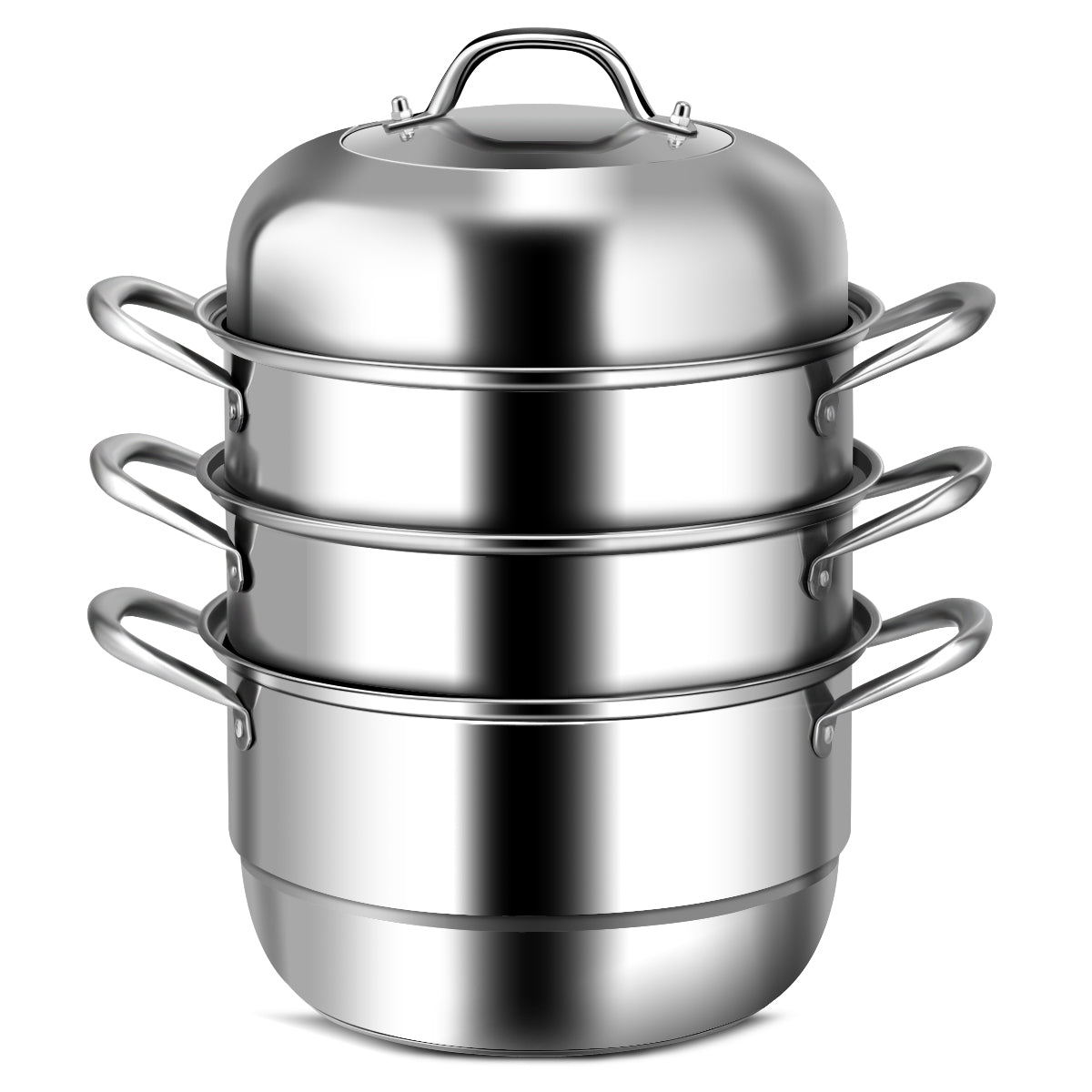 Topbuy 11'' Stainless Steel Steamer Set Cookware Pot 3-Tier Food Steamer