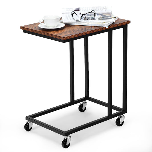 Topbuy C-Shaped Beside Sofa Laptop Table Multiple Snack Table