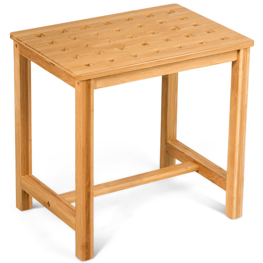Topbuy Bathroom Bench 18'' Shower Stool Bamboo Shower Bench Bath Seat