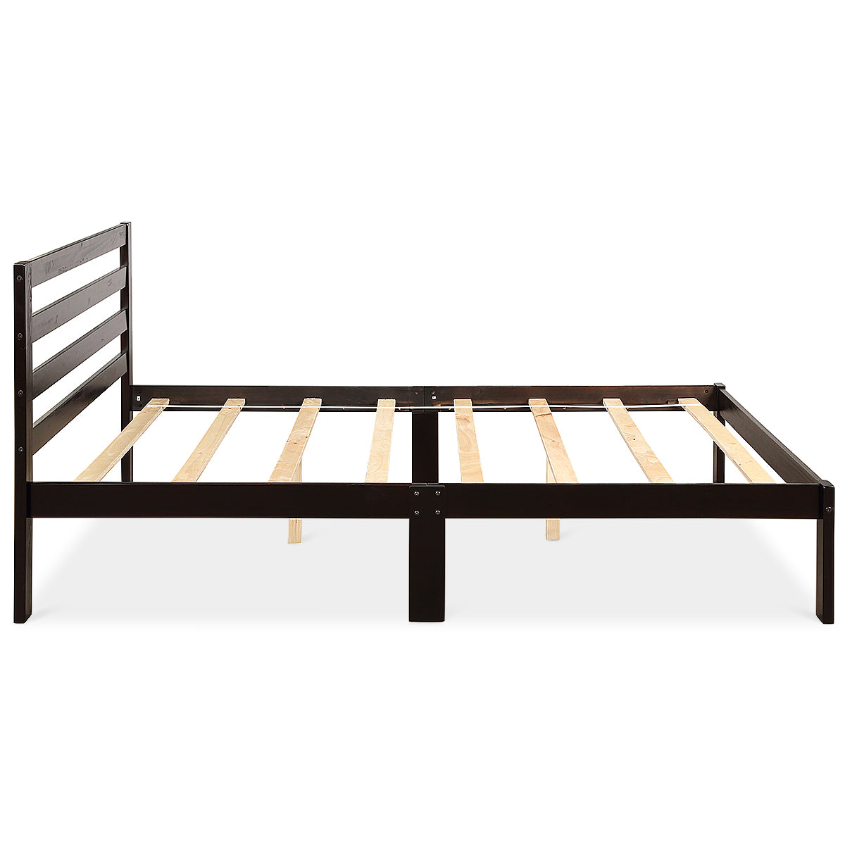 Topbuy Wooden Platform Bed Full Size Bed Frame Slat Support with Headboard