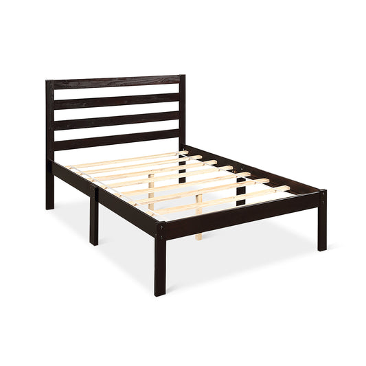 Topbuy Wooden Platform Bed Twin Size Bed Frame Slat Support with Headboard
