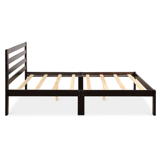 Topbuy Wooden Platform Bed Twin Size Bed Frame Slat Support with Headboard