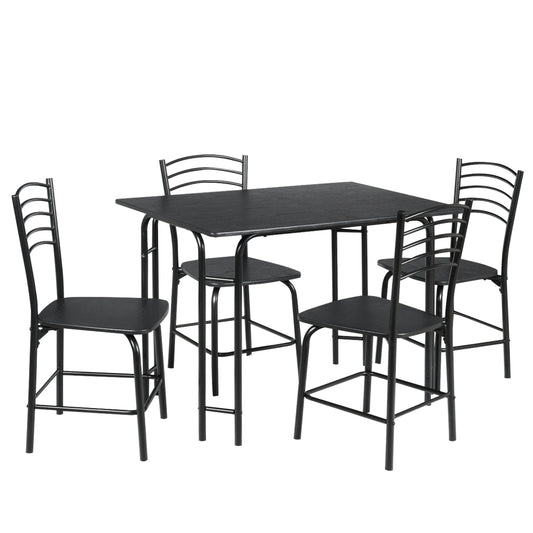 Topbuy 5 Pieces Dining Table and Chair Set Metal Frame Wooden Tabletop