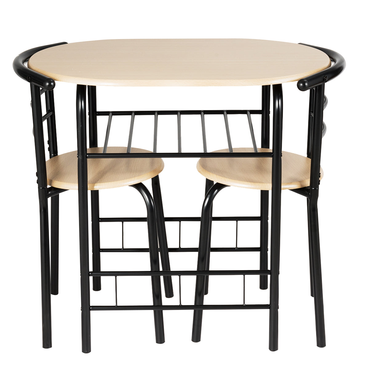 Topbuy 3 PCS Kitchen Dining Set Compact Bistro Pub 2 Chairs & Table Black/Grey/Natural/Tan/Silver/Black&Brown