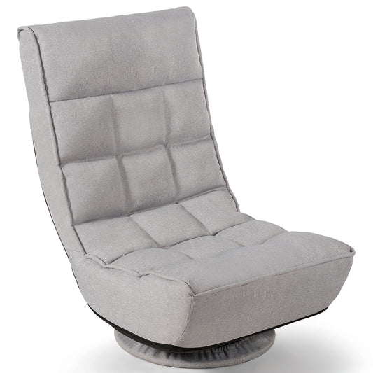 Topbuy 360 Degree Swivel Sofa 4-Position Adjustable Recliner Chair Gray