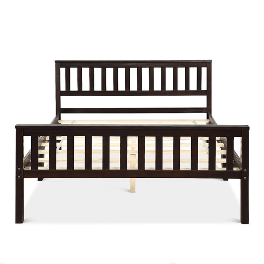 Topbuy Wood Bed Frame Wooden Slat Support Platform w/ Headboard Full Size