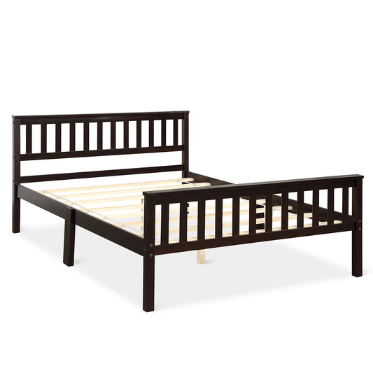 Topbuy Wood Bed Frame Wooden Slat Support Platform w/ Headboard Full Size