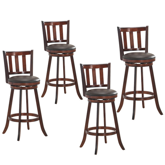 Topbuy 25'' Swivel Bar Stool Padded Dining Kitchen Pub Bistro Chair Set of 4