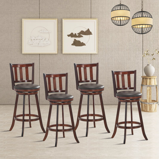 Topbuy 25'' Swivel Bar Stool Padded Dining Kitchen Pub Bistro Chair Set of 4