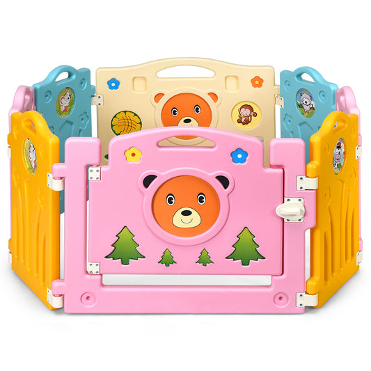 Topbuy 8 Panel Fence Baby Kid Safety Playpen Protection Home Indoor