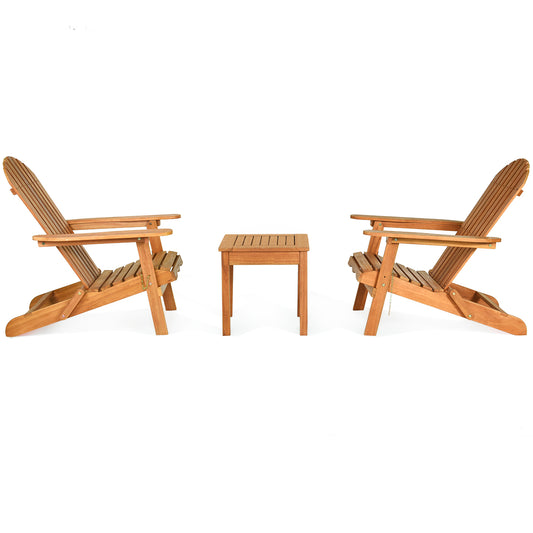 Topbuy Outdoor 3 Pieces Adirondack Chair Patio Furniture Set Eucalyptus Wood