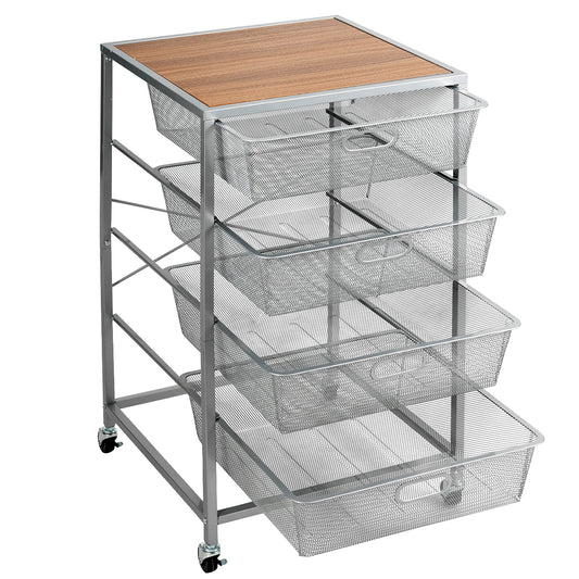 Topbuy 4-Drawer Organizer Steel Mesh Storage Utility Storage Shelves  on Wheel