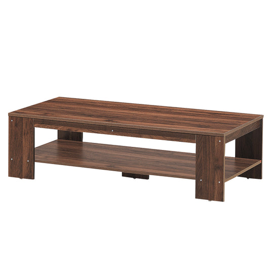 Topbuy Rustic Wood Coffee Table Rectangular Coffee Table with Storage Shelf