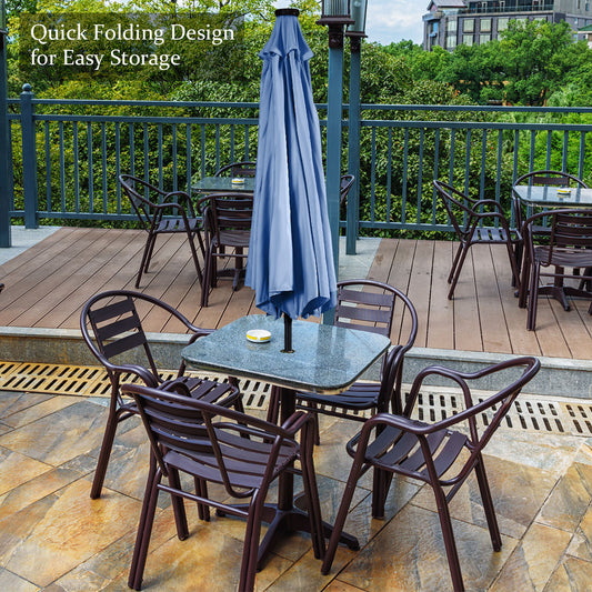 Topbuy 9FT Patio UV Protection Tilt Solar Powered Umbrella with LED Lights Blue No Base