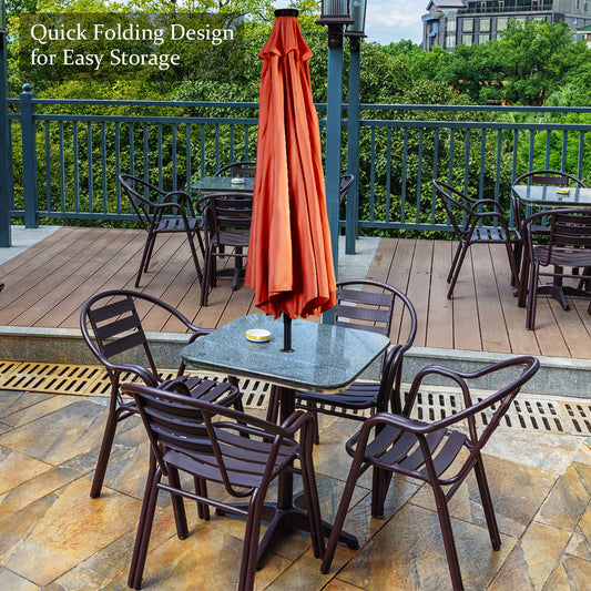 Topbuy 9FT Patio UV Protection Tilt Solar Powered Umbrella with LED Lights Orange No Base