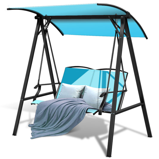 Topbuy Outdoor Patio Swing Loveseat Hammock Hanging Chair Turquoise