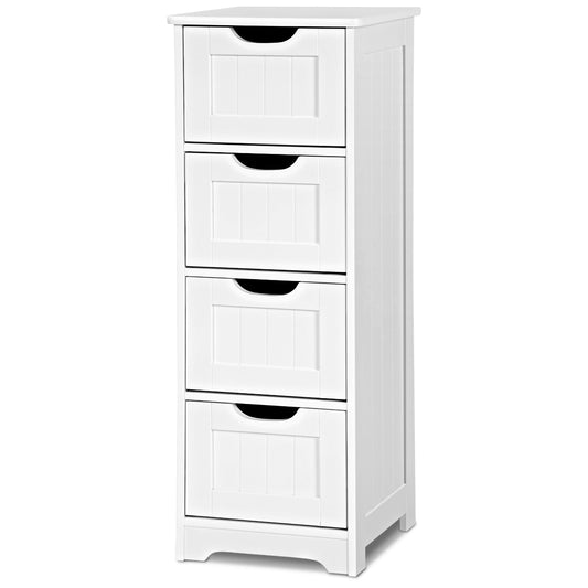 Topbuy 4 Drawers Bathroom Storage Cabinet Free-Standing Side Storage Organizer, White