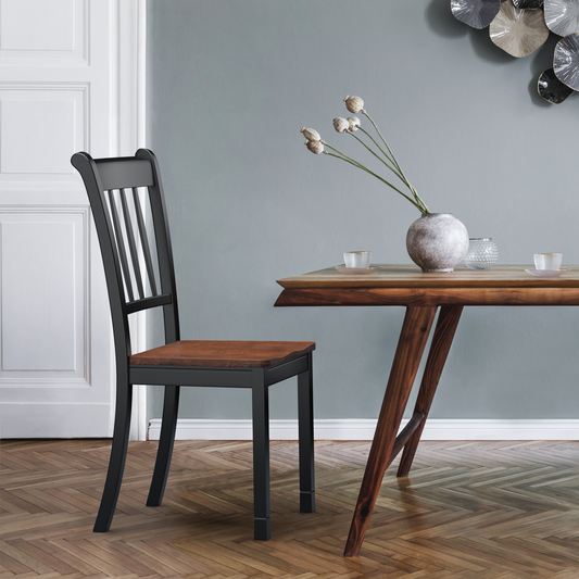 Topbuy Armless Wooden Back Dining Side Chair, Set of 2, Black