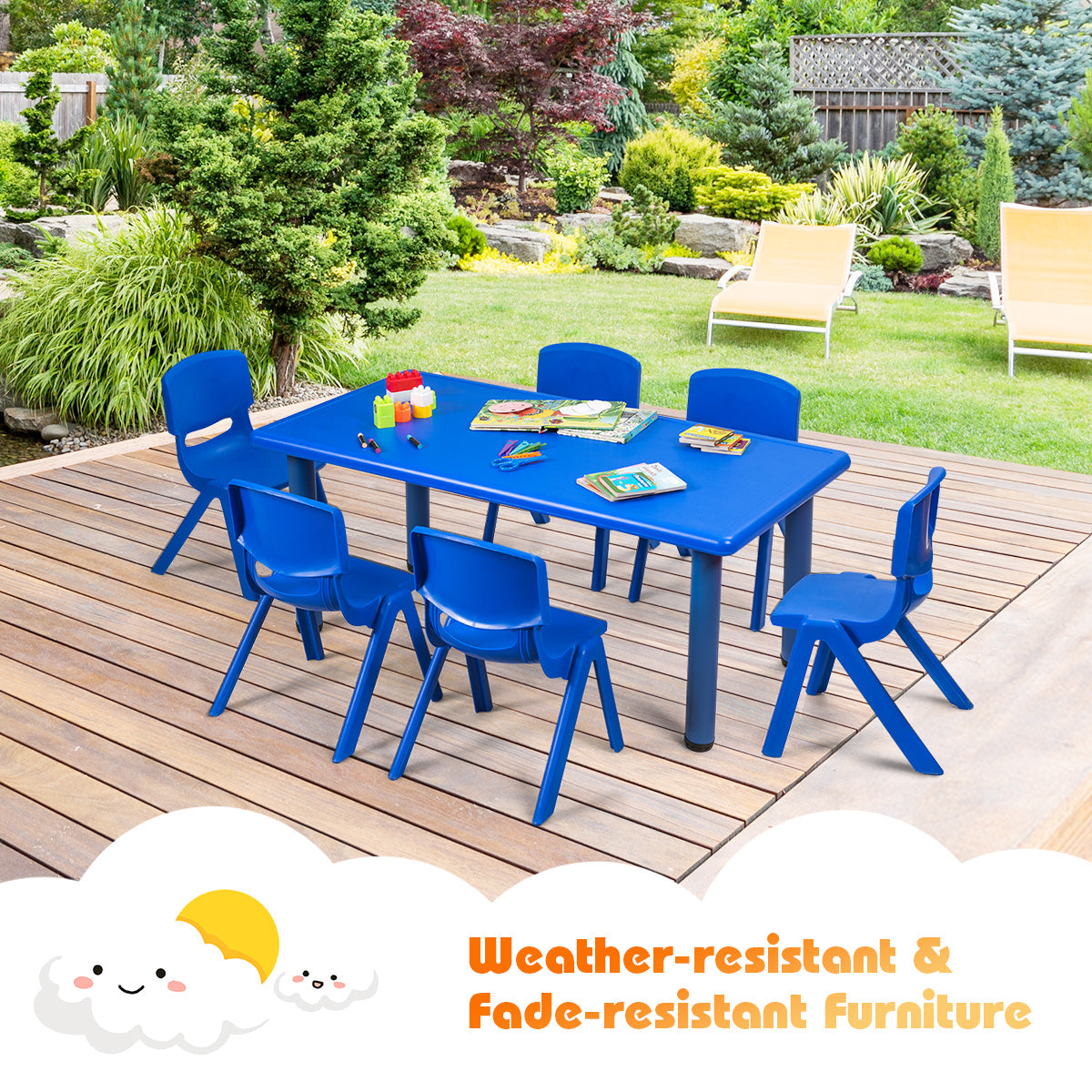 Topbuy 6-Piece Plastic Kids Chair Modern Stackable Learning Chairs Blue/Red