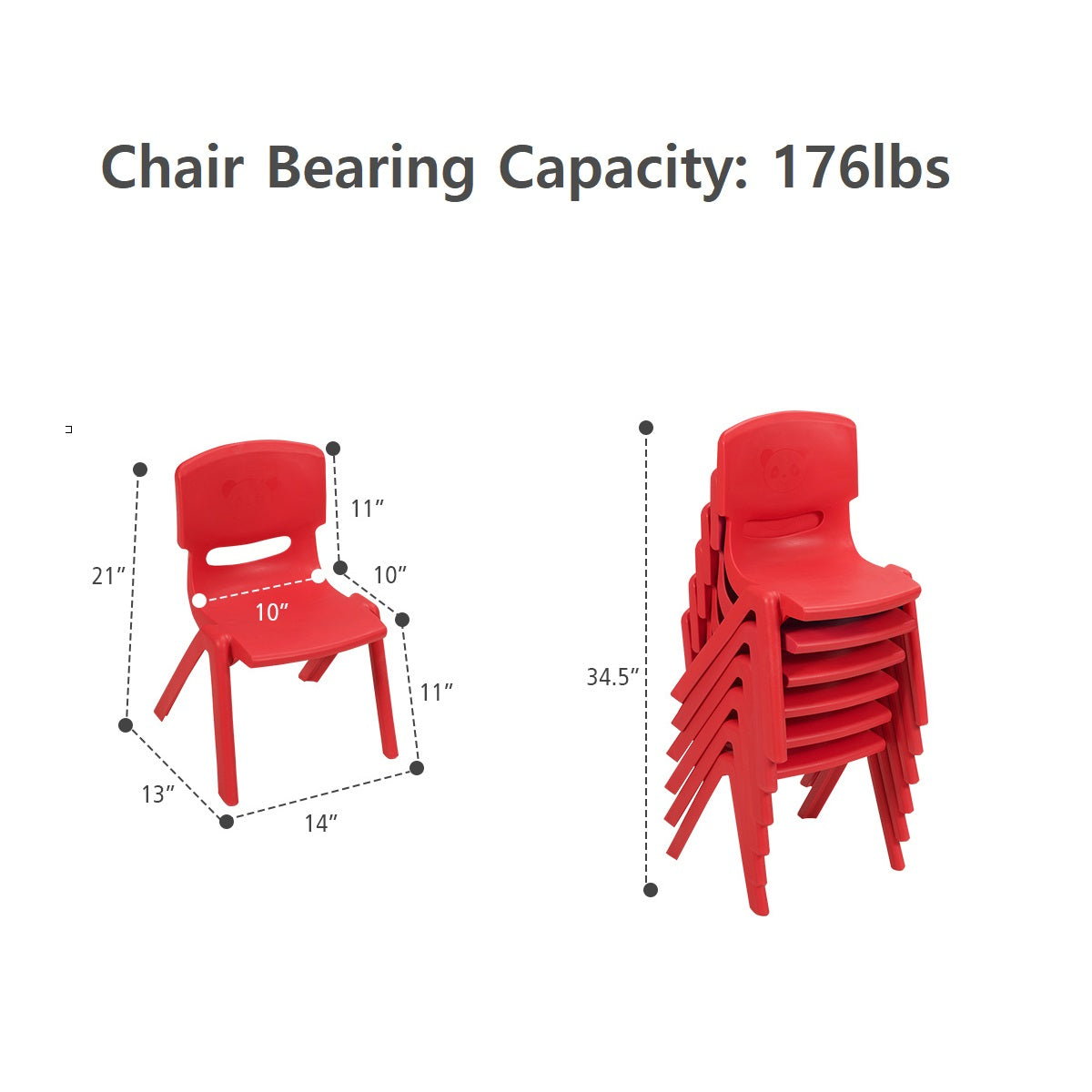 Topbuy 6-Piece Plastic Kids Chair Modern Stackable Learning Chairs Blue/Red