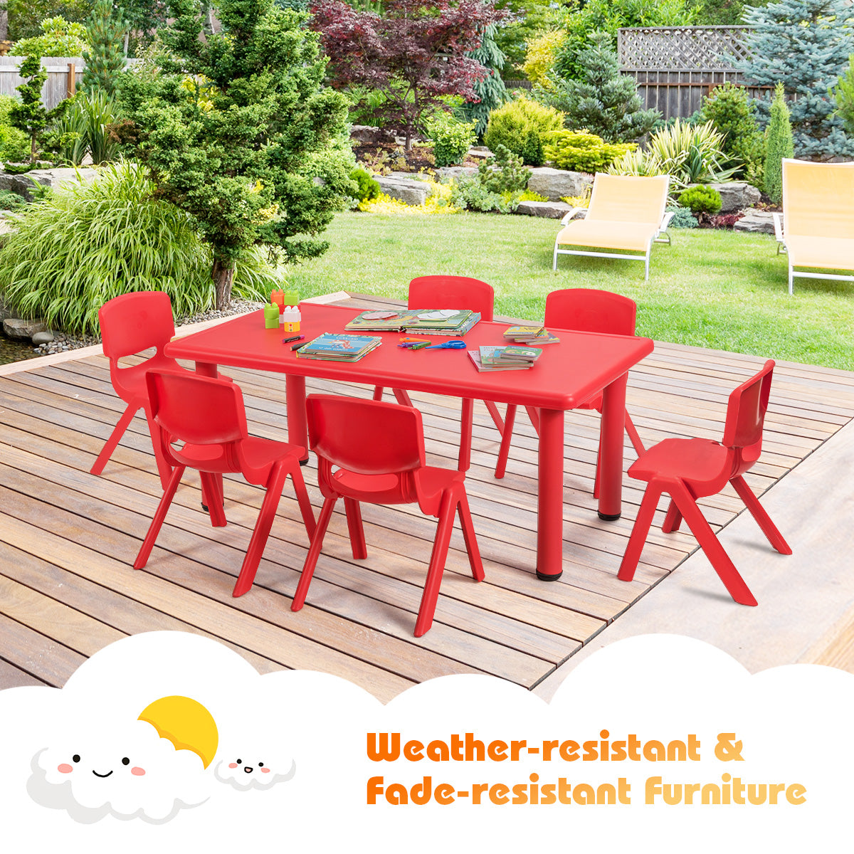 Topbuy 6-Piece Plastic Kids Chair Modern Stackable Learning Chairs Blue/Red