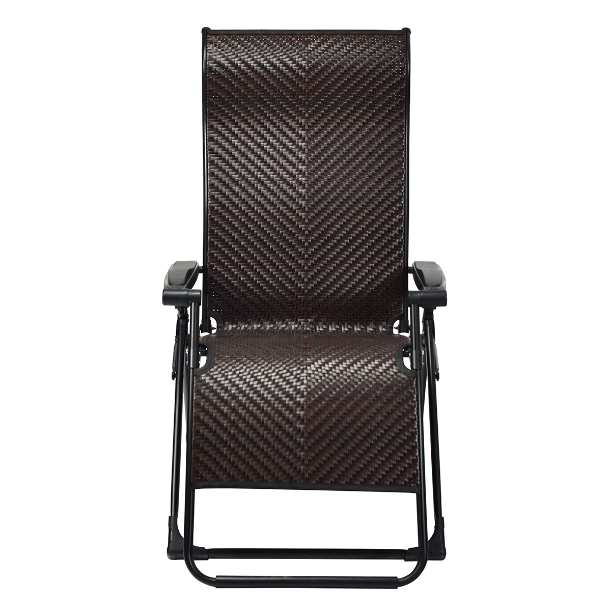 Patiojoy Patio Rattan Wicker Recliner Chair Zero Gravity Folding Chaise Lounger