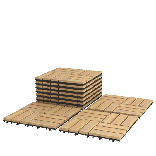 Topbuy 40-Piece Acacia Wood Deck Tiles Patio Interlocking Floor Tiles