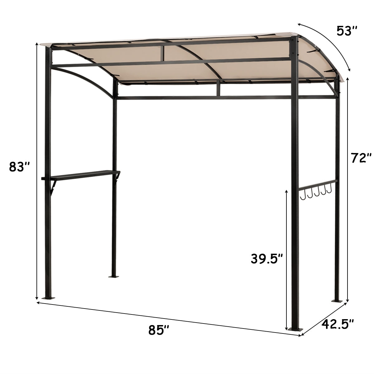 Topbuy 7' x 4.5' Grill Gazebo Patio BBQ Tent Shelter with Single Tier Canopy Brown/Beige