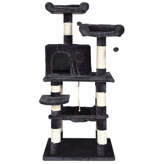 Topbuy Multi-Level Pet Cat Activity Tree Kitten Climbing Tower with Condo & Hammock Dark Grey