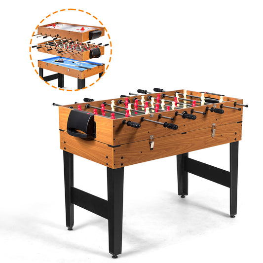 Topbuy 3-In-1 Multi Game Table Wooden Soccer Billiard Game Combo Table