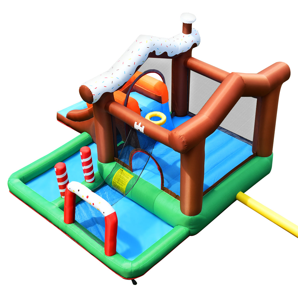 Topbuy Bounce Snow House Inflatable Bouncer Jump Climbing Slide with BallPit and tunnel