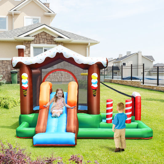 Topbuy Bounce Snow House Inflatable Bouncer Jump Climbing Slide with BallPit and tunnel