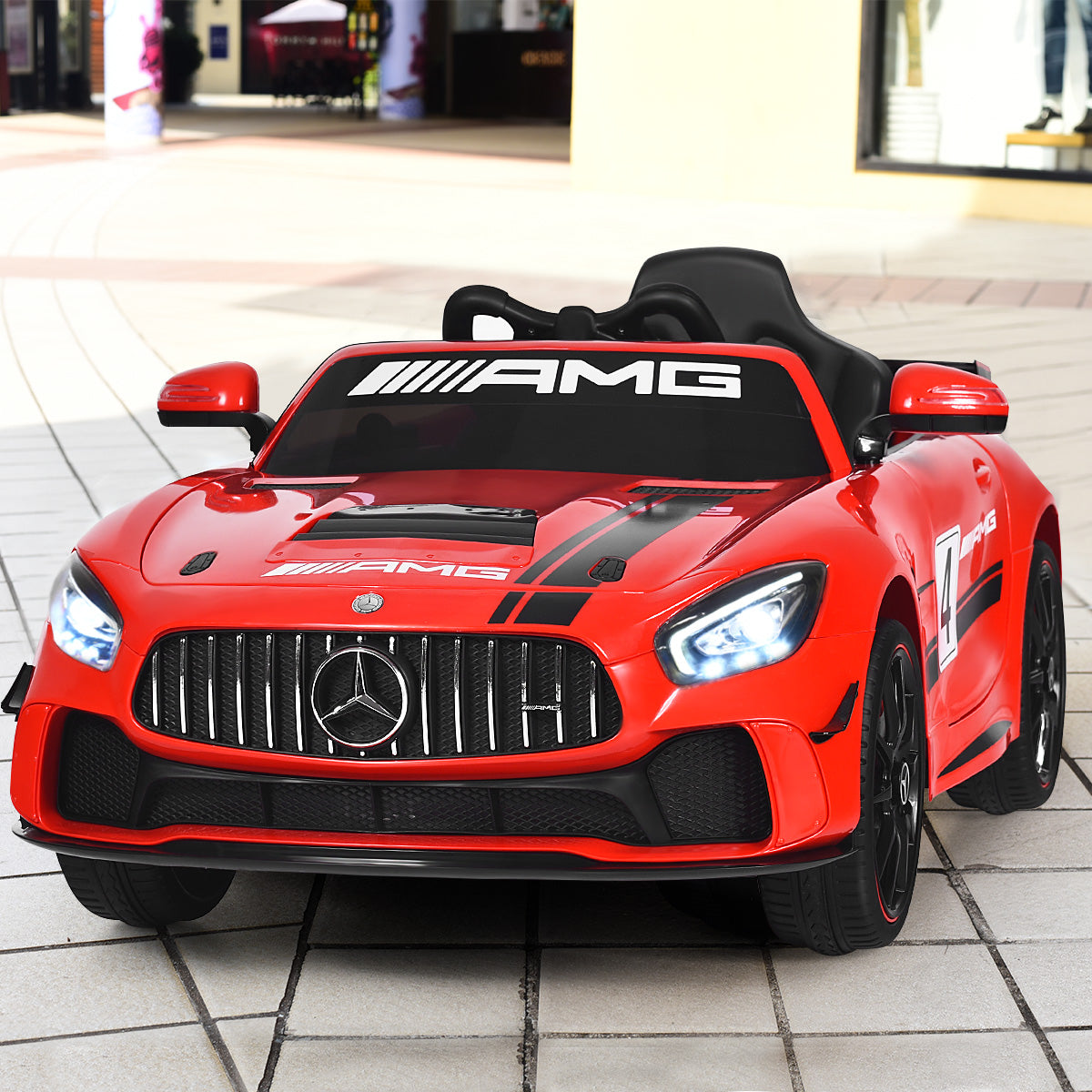 Topbuy Mercedes Benz AMG Licensed 12V Kids Ride On Car with 2.4G Remote Control Black/Red/Sliver