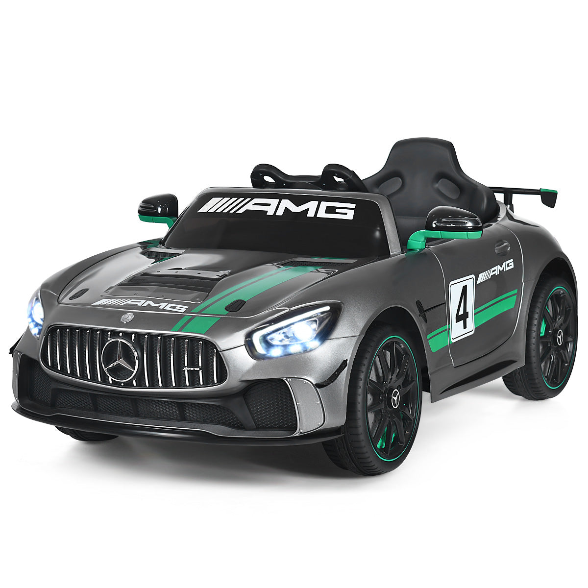 Topbuy Mercedes Benz AMG Licensed 12V Kids Ride On Car with 2.4G Remote Control Black/Red/Sliver