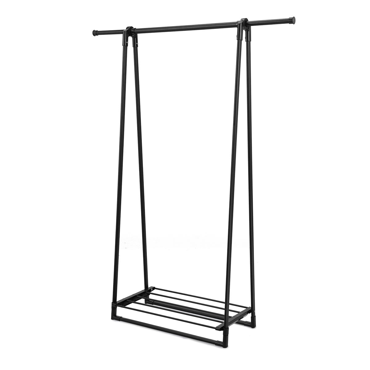 Topbuy Black Garment Rack A-Frame Folding Clothes Hanger W/ Extendable Hanging Rod And Shoe Shelf