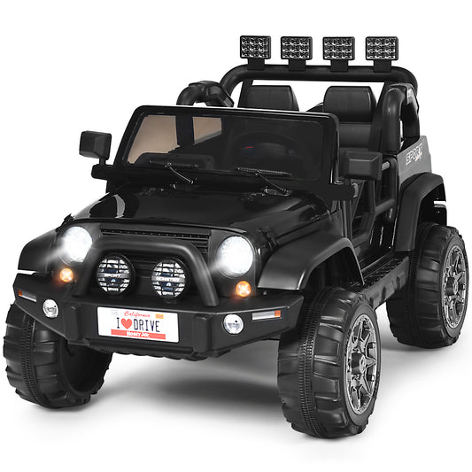Topbuy 12V Electric Kids Ride On Truck Toys 2 Seater Jeep Car with Remote Control Black/Pink/Red/White