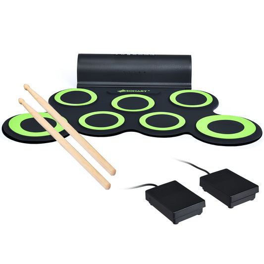 Topbuy 7 Pads Electronic Roll up Drum Kit Portable Drum Set with 2 Drumsticks& Pedals