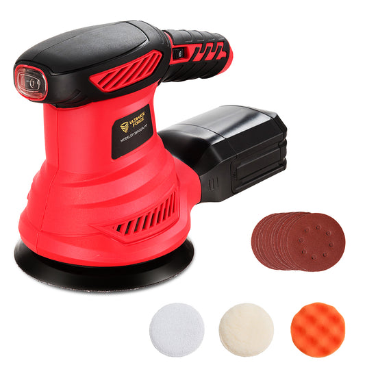 Topbuy 5'' Electric Hand Sander Palm Random Orbit Polishing Kit with 6 Variable Speeds