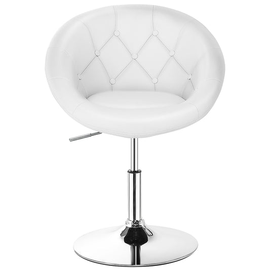 Topbuy Modern Swivel Bar Stools Height Adjustable Round Tufted Back Accent Chair White/Black