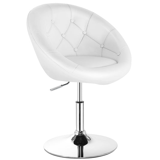 Topbuy Modern Swivel Bar Stools Height Adjustable Round Tufted Back Accent Chair White/Black