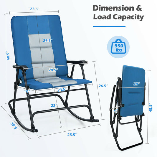 Topbuy 1PC/2PCS Foldable Rocking Chair Enlarged Rocker Chair with Cotton Clip Blue/Red