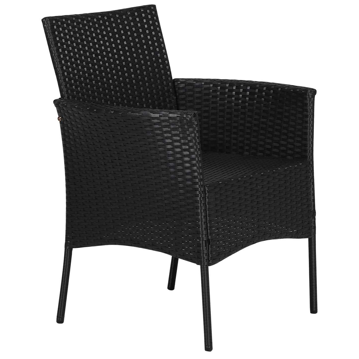 Patiojoy Outdoor 2 PCS Rattan Dining Chair Patio Cushioned Arm Chair w/Zipper Black