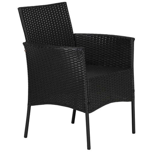 Patiojoy Outdoor 2 PCS Rattan Dining Chair Patio Cushioned Arm Chair w/Zipper Black